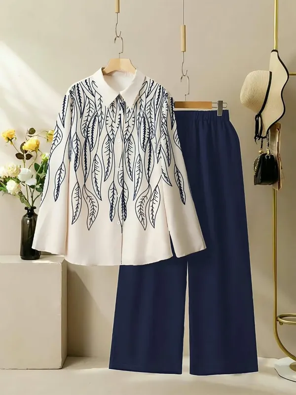 White_top_with_Navy_Blue_embroidery_+_Navy_Blue_pants