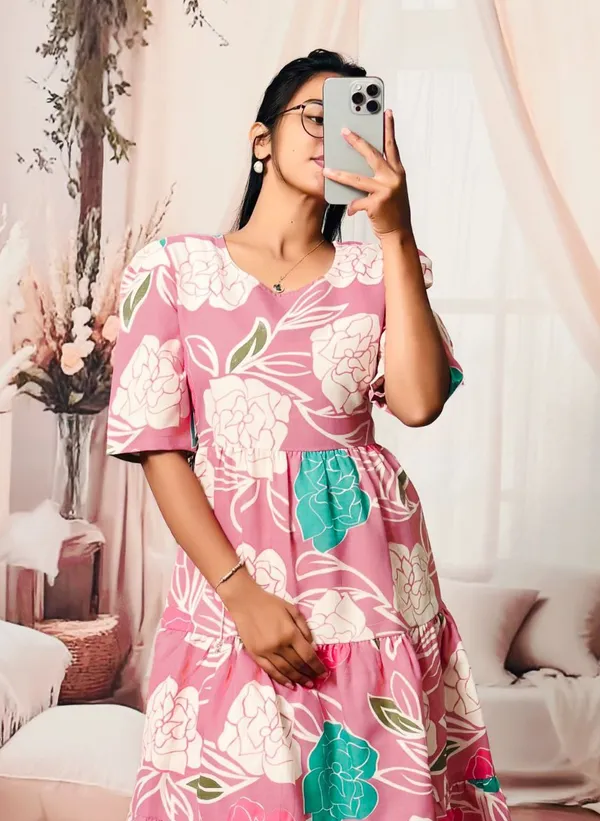 Pink_Floral_Cotton_Printed_Casual_Trending_Midi_Dress