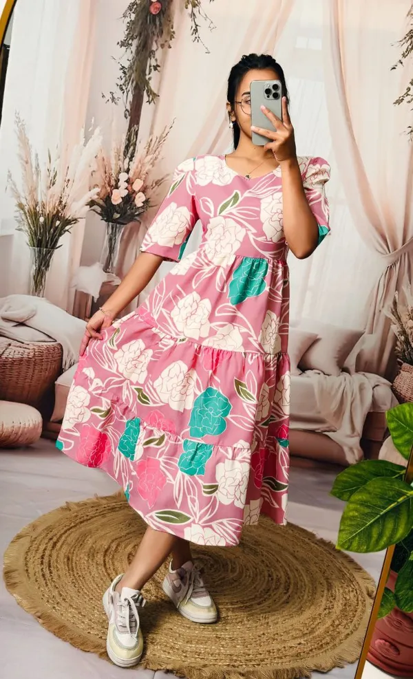 Pink_Floral_Cotton_Printed_Casual_Trending_Midi_Dress