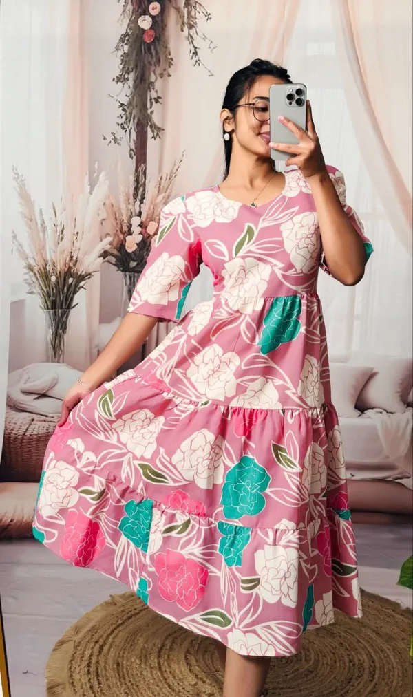 Pink_Floral_Cotton_Printed_Casual_Trending_Midi_Dress