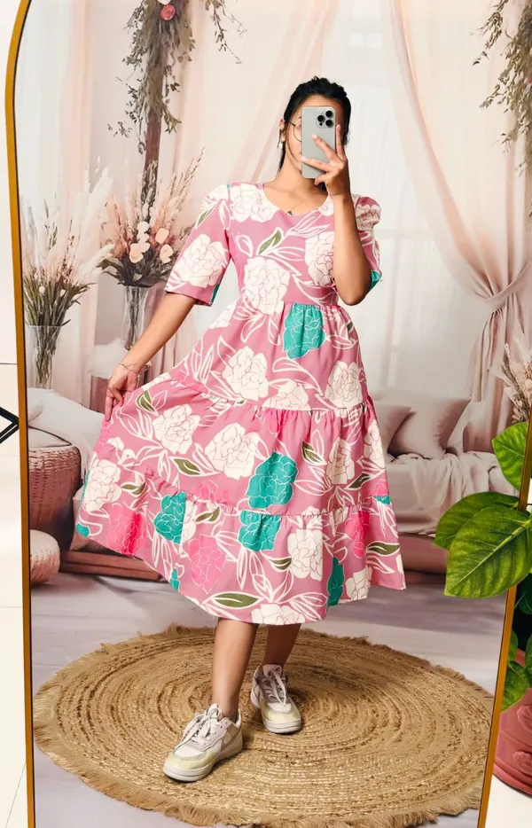 Pink_Floral_Cotton_Printed_Casual_Trending_Midi_Dress