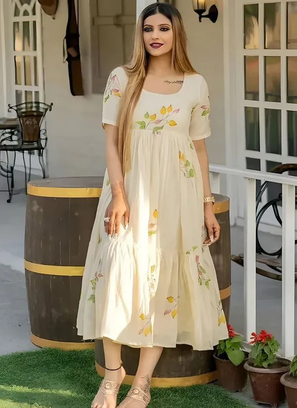 Cream_Floral_Print_Fit_And_Flare_Cotton_Midi_Dress