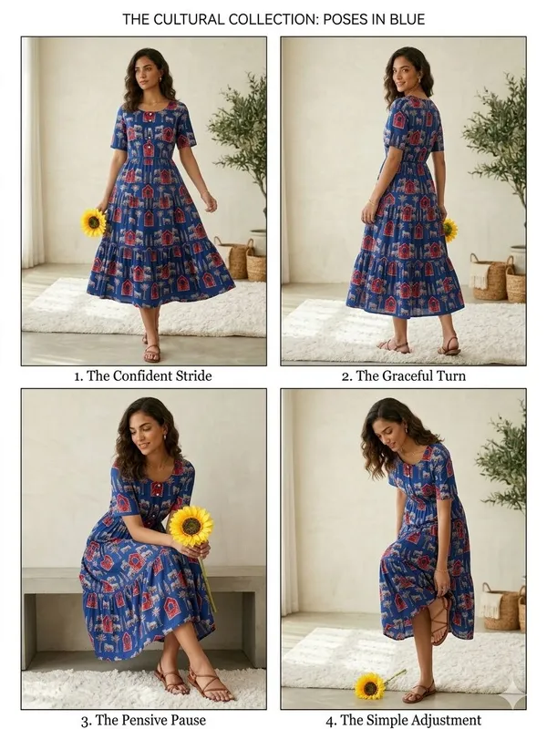Blue_Ethnic_Print_Fit_And_Flare_Cotton_Midi_Dress