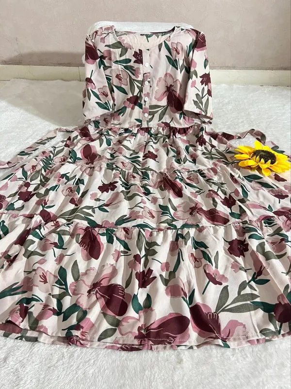 Brown_Floral_Print_Fit_And_Flare_Cotton_Midi_Dress