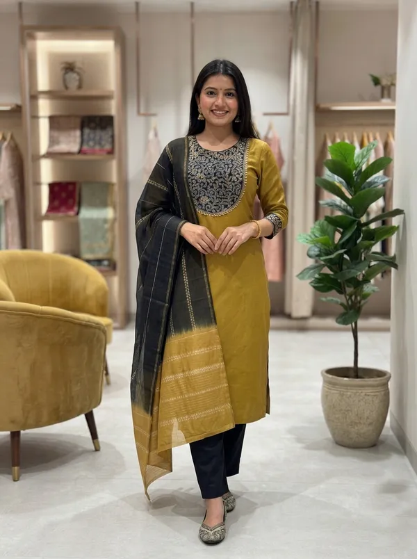 Mustard_Grace_Embroidered_Kurta_Set_with_dupatta