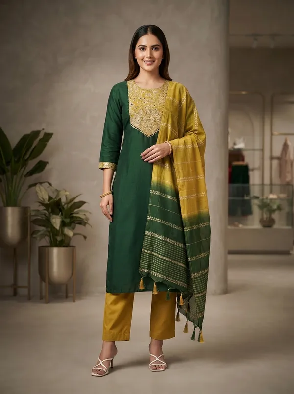 Bottle_Green_Grace_Embroidered_Kurta_Set_with_dupatta