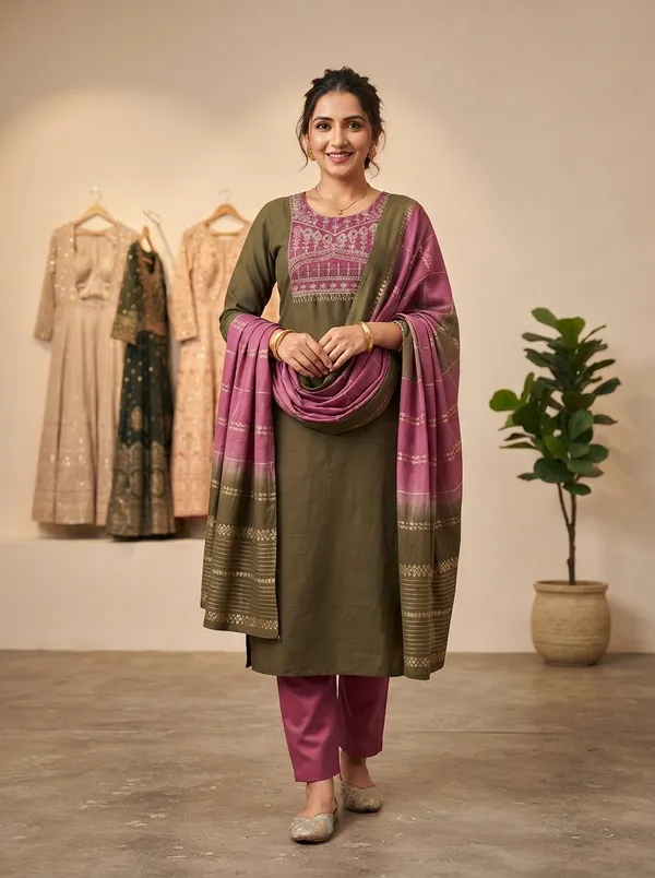 Olive_Green_Grace_Embroidered_Kurta_Set_with_dupatta