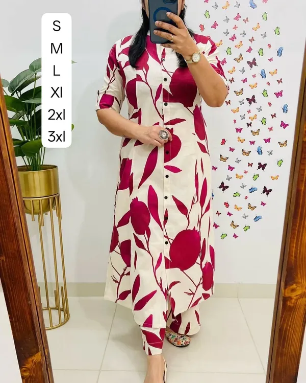 Maroon_with_large_leaf_print_Co-ord_Sets