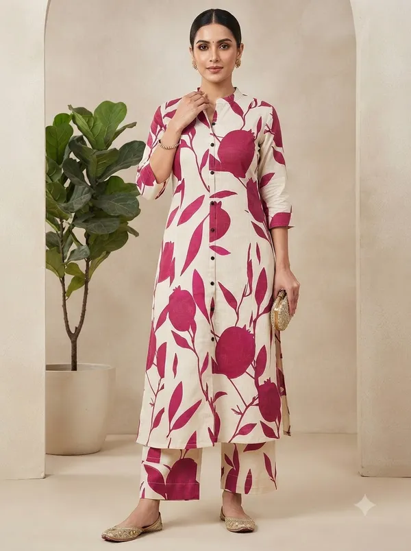 Maroon_with_large_leaf_print_Co-ord_Sets