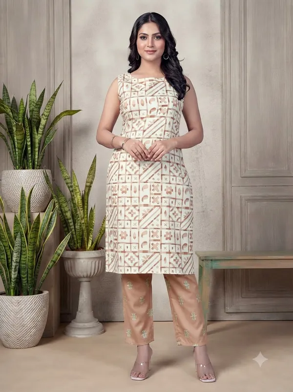Beige_with_small_floral_print_Co-ord_Sets