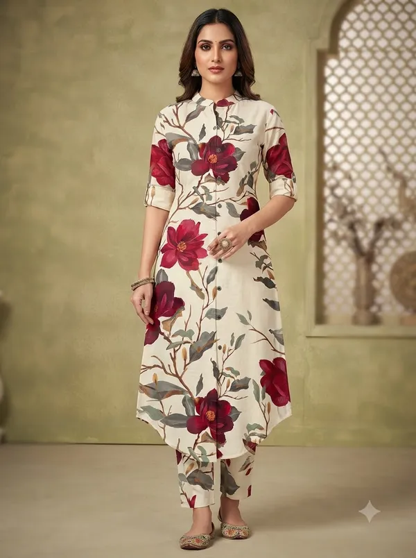 burgundy_floral_print_Co-ord_Sets