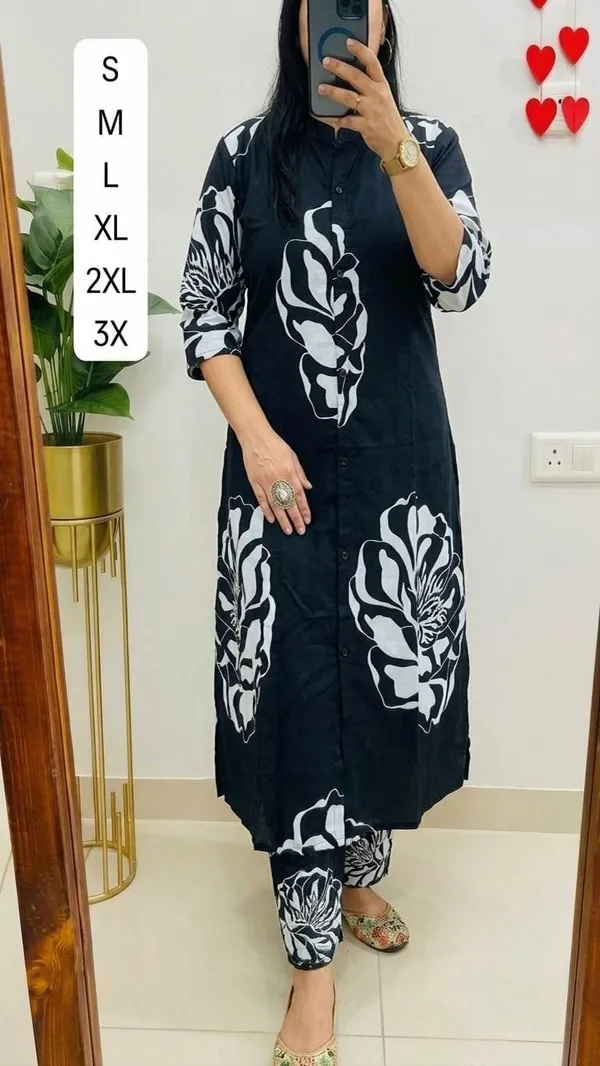 Black_with_white_leaf_print_Co-ord_Sets