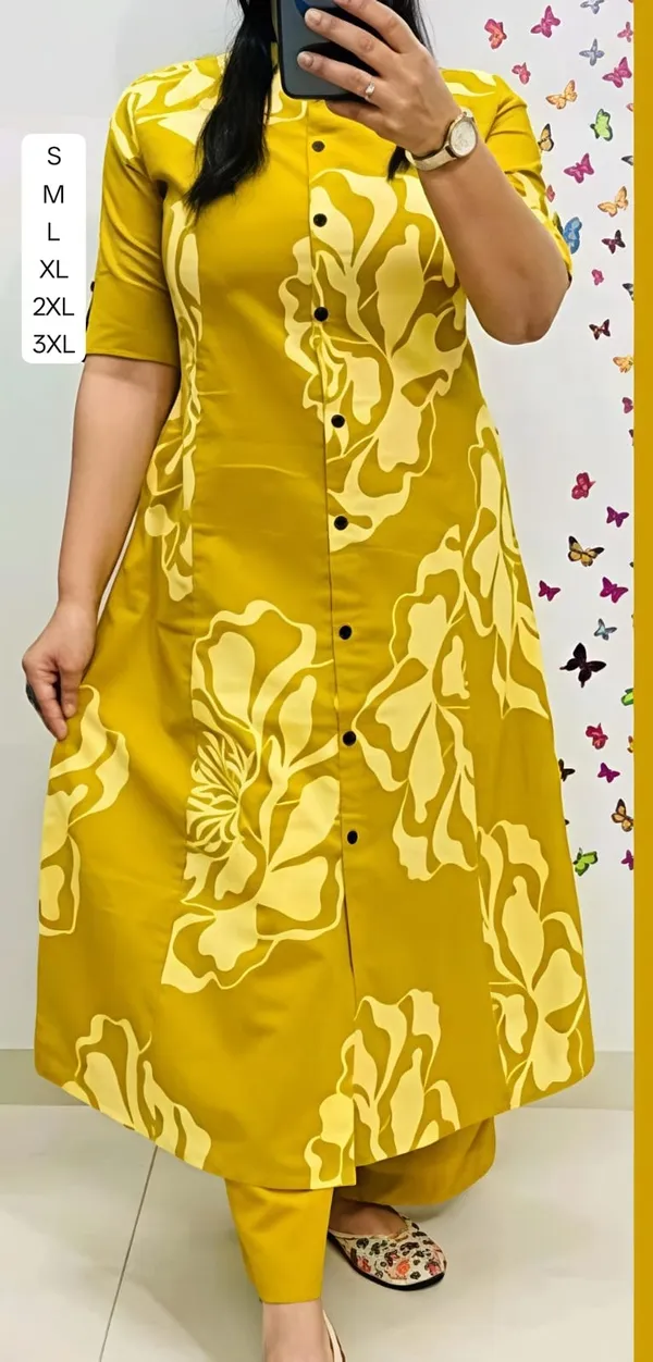 Mustard_Yellow_with_white_leaf_print_Co-ord_Sets