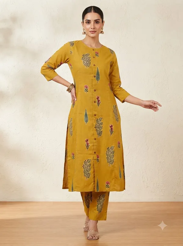 Mustard_Yellow_with_white_floral_print_Co-ord_Sets