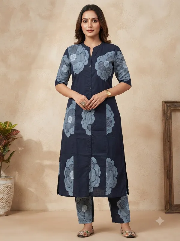 Navy_Blue_with_white_floral_print_Co-ord_Sets