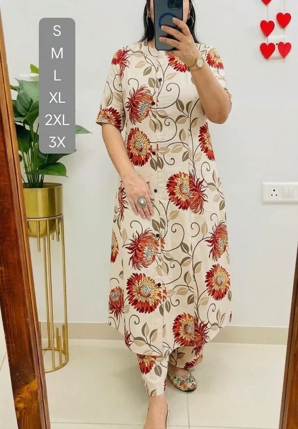 Cream_with_red_floral_print_Co-ord_Sets