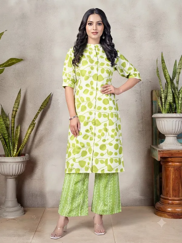Lime_Green_with_white_floral_print_Co-ord_Sets