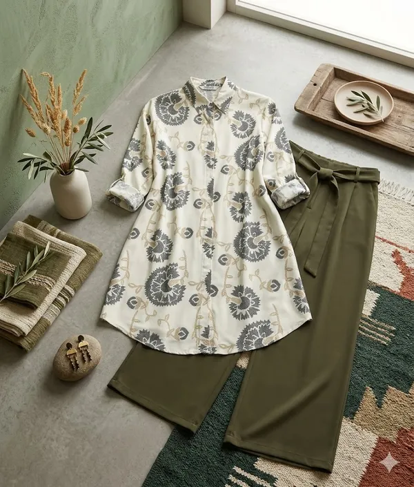Olive_Medallion_Printed_Top_With_Palazzo_Pants