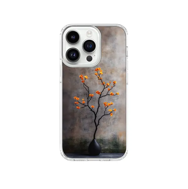 Artistic_Floral_Branch_Phone_Case_-_Clear_Protective_Cover_with_Orange_Blossoms_Design