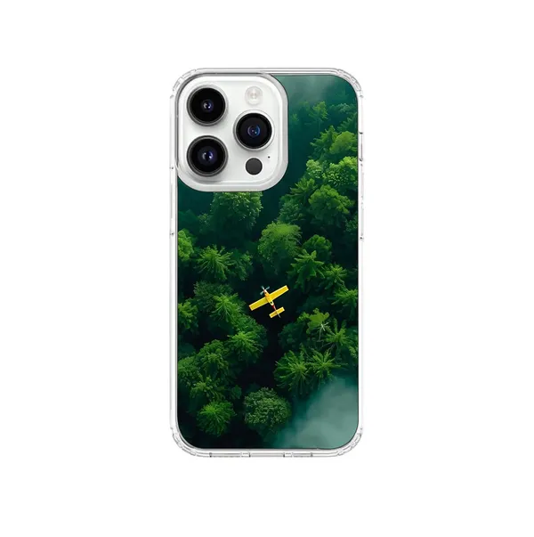 Clear_Aerial_Forest_Print_iPhone_Case_with_Yellow_Airplane_Design