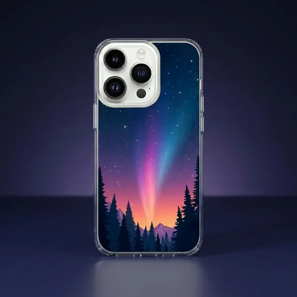 Aurora_Night_Sky_Phone_Case_-_Clear_Design_with_Northern_Lights_&_Forest_Silhouette