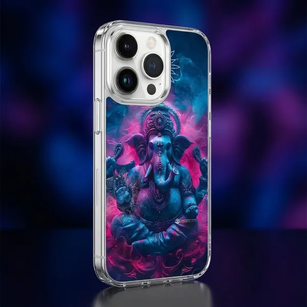 Lord_Ganesha_Designer_Clear_Phone_Case_for_iPhone_-_Blue_Purple_Cosmic_Theme