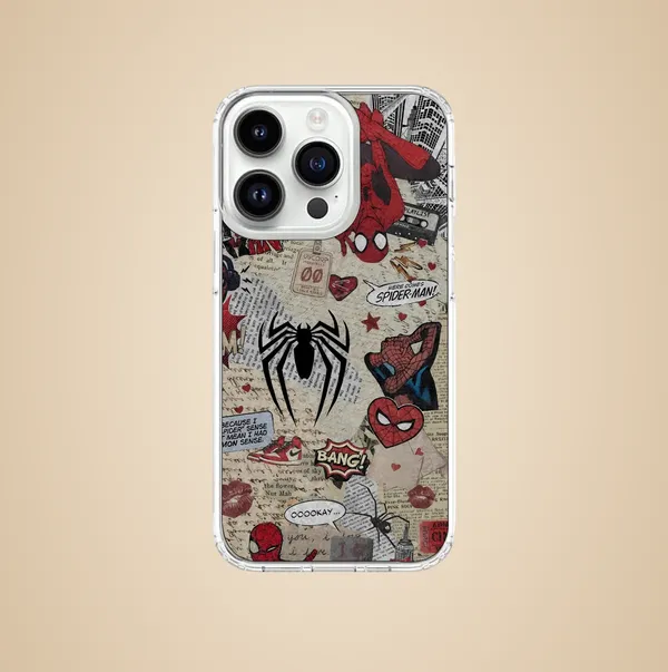 Spider-Man_Comic_Collage_Transparent_Phone_Case_for_iPhone