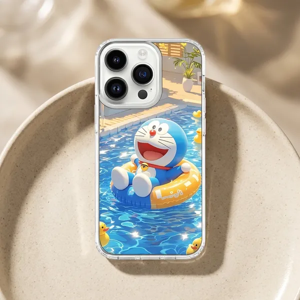 Doraemon_Summer_Pool_Transparent_Phone_Case_for_iPhone