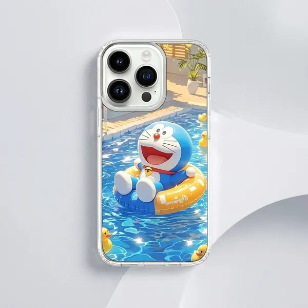 Doraemon_Summer_Pool_Transparent_Phone_Case_for_iPhone