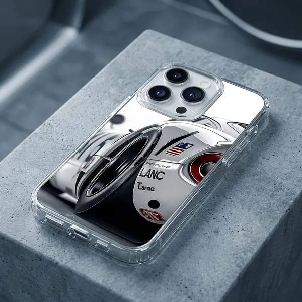 White_Racing_Car_Transparent_Phone_Case