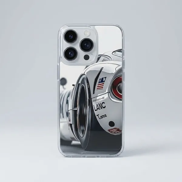 White_Racing_Car_Transparent_Phone_Case