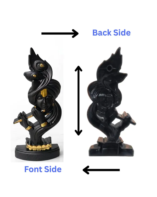 Black_&_gold_Plastic__lord_Krishna_Statue_Idol_Desk_Decor_And_Office_Use