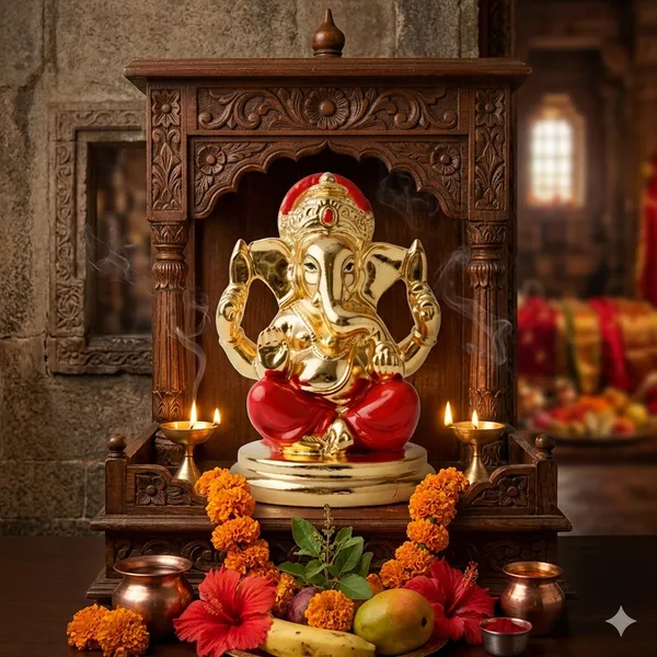 Golden_And_Red_Resin_Resin_Ganesha_Idol_For_Home_Decor_And_Spiritual_Decor