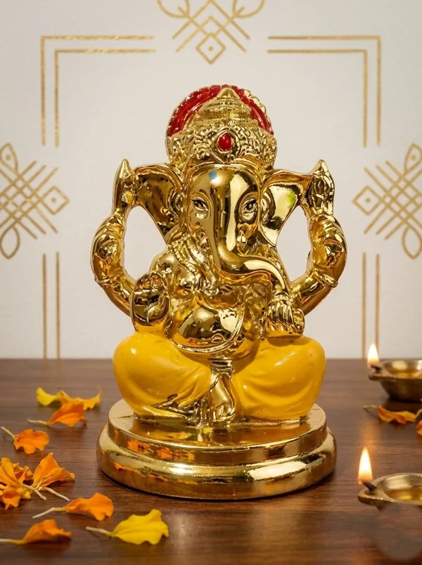Golden_And_Yellow_Resin_Resin_Ganesha_Idol_For_Home_Decor_And_Spiritual_Decor