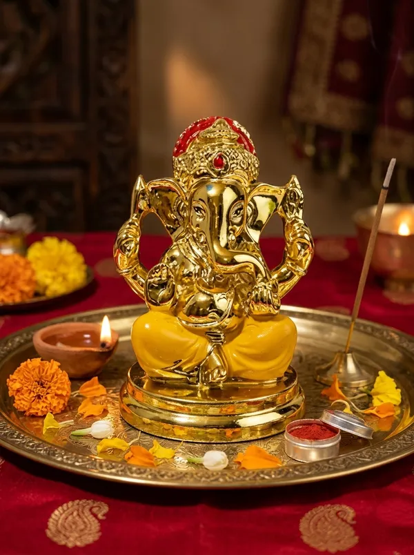 Golden_And_Yellow_Resin_Resin_Ganesha_Idol_For_Home_Decor_And_Spiritual_Decor