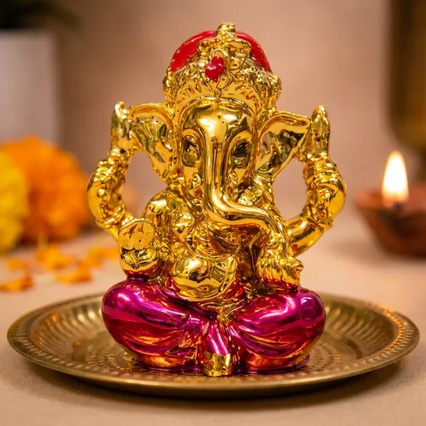Golden_And_Pink_Resin_Resin_Ganesha_Idol_For_Home_Decor_And_Spiritual_Decor