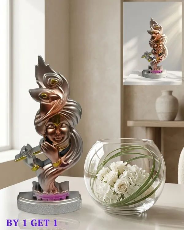 rose_gold_Plastic__lord_Krishna_Statue_Idol_Desk_Decor_And_Office_Use