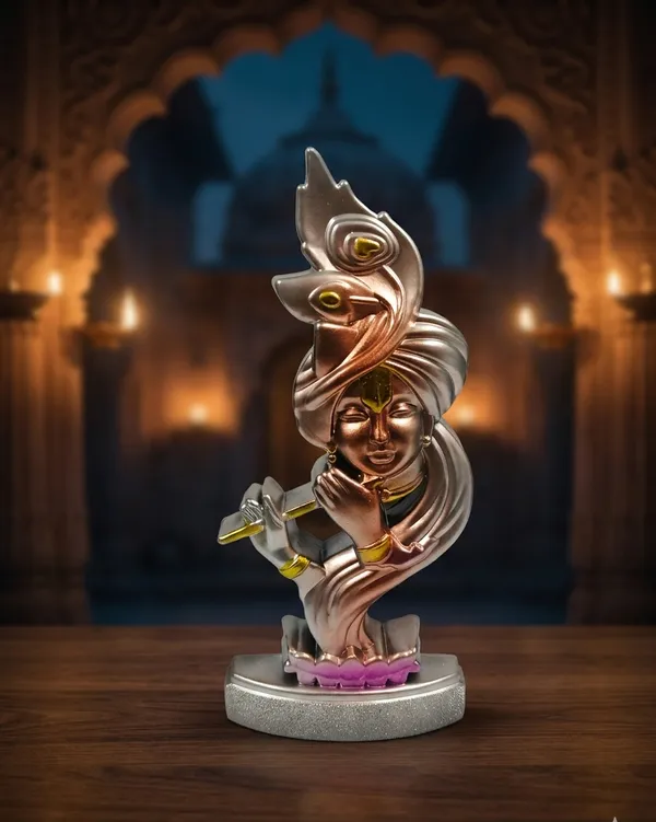 rose_gold_Plastic__lord_Krishna_Statue_Idol_Desk_Decor_And_Office_Use