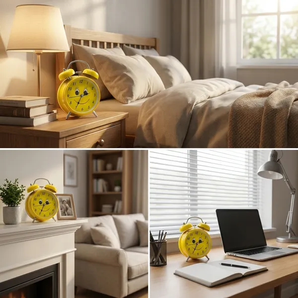 Yellow_Plastic_Plastic_Clock_For_Timekeeping_And_Bedside_Use
