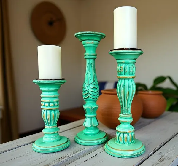 Hand_Carved_Antique_Wood_Candle_Stand_Set