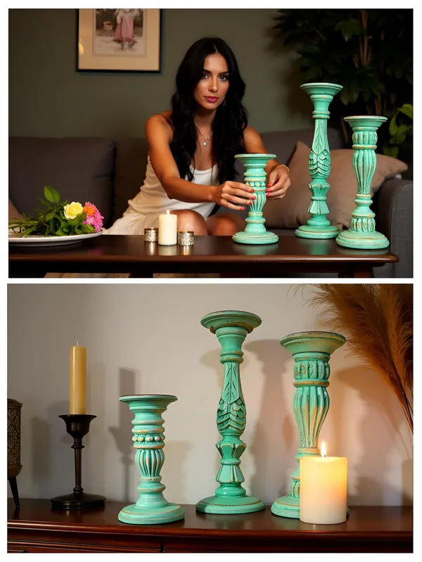 Hand_Carved_Antique_Wood_Candle_Stand_Set