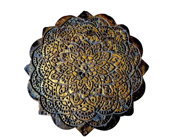 Handcrafted_Eco_Friendly_Paper_Mache_Coaster_7X7_Inch_Hot_Pad_Antique_Brown_Golden_Patina_Finish_Organic_Home_Decor_Highlighter