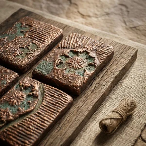 Decorative_Tiles_Set_Of_4_Antique_Paper_Mache_Coated_Agri_Waste_Mycelium_Bonded_Decor