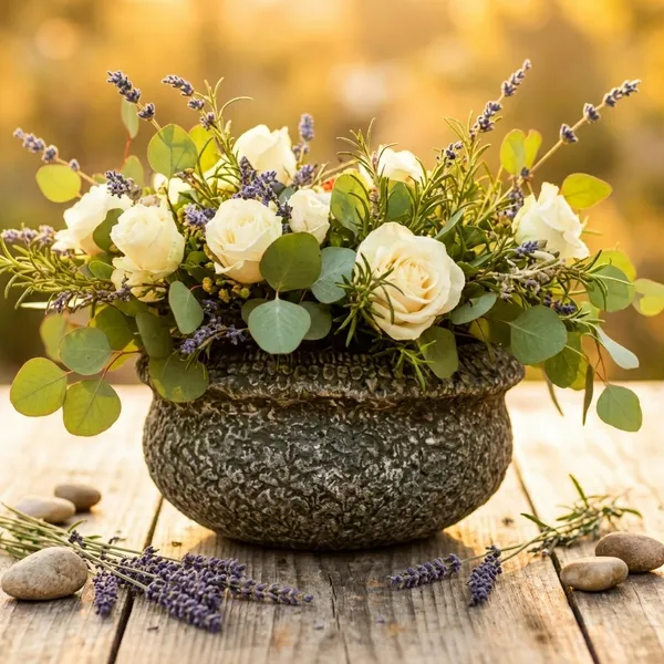 Mycelium_Bonded_Agri-waste_Handcrafted_Vase/Bowl__(8"x8"x3")with_Paper-Mache__Chiselled_Stone_Finish-Eco-Friendly_Sustainable_Decor_and_Natural_Design