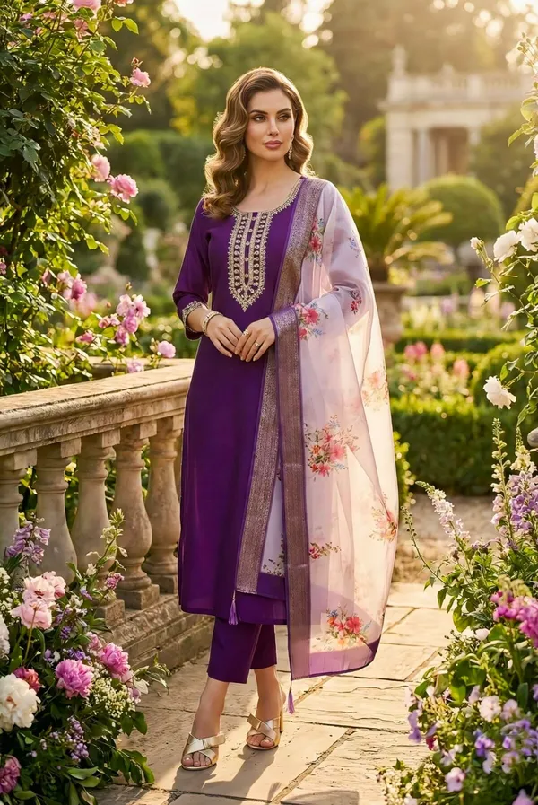 Purple_Embroidered_Salwar_Suit_With_Floral_Dupatta_For_Women