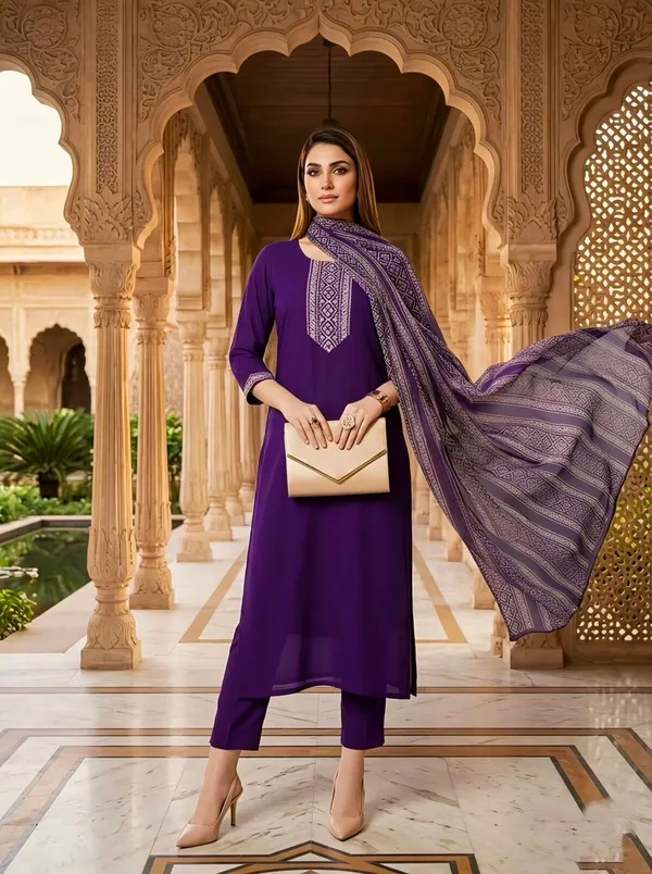 Purple_Georgette_Embroidered_Kurta_Set_With_Dupatta_For_Women
