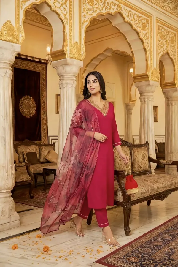 Women'S_Embroidered_Magenta_Salwar_Suit_Set_With_Dupatta