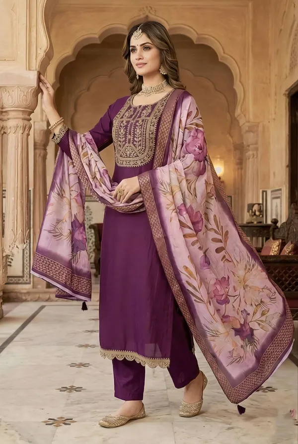 Purple_Embroidered_Salwar_Suit_Set_With_Floral_Dupatta_For_Women