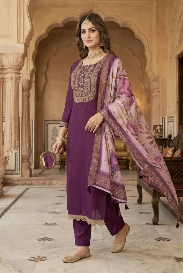 Purple_Embroidered_Salwar_Suit_Set_With_Floral_Dupatta_For_Women