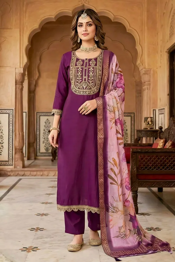 Purple_Embroidered_Salwar_Suit_Set_With_Floral_Dupatta_For_Women